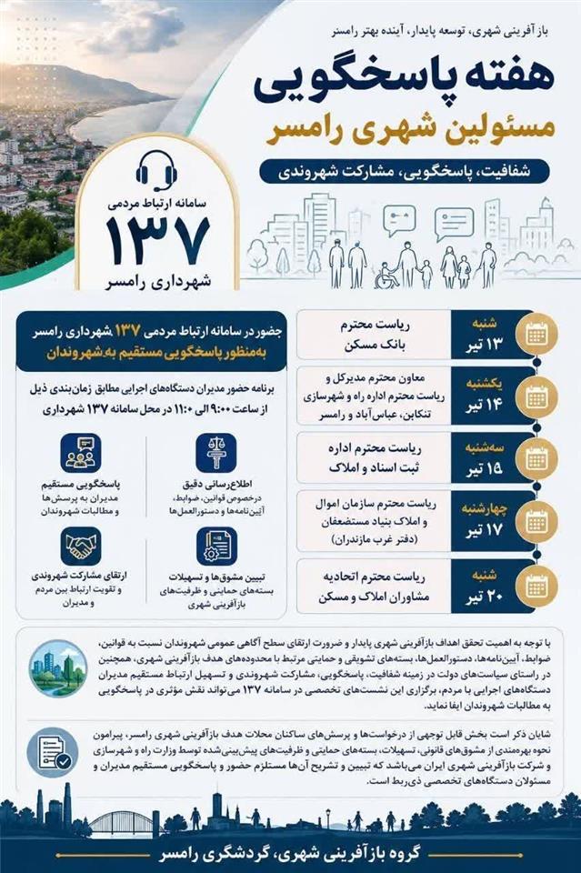 هفته پاسخگویی مسئولین شهری رامسر فرصتی برای در ...